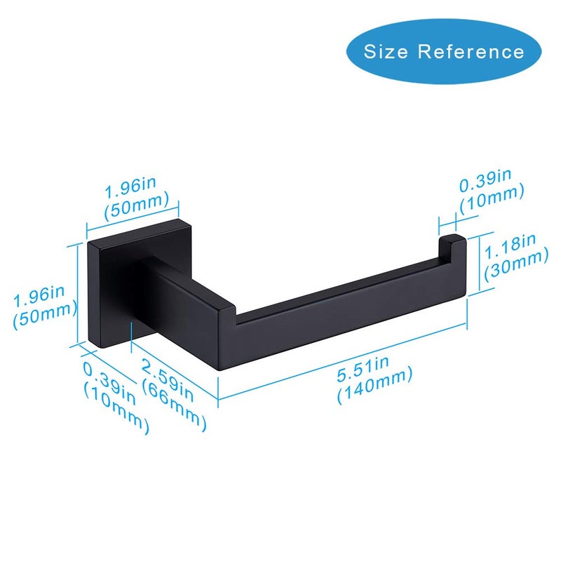 TASTOS Toilet Paper Holder Matte Black, Toilet Tissue Roll Holders Dispenser and Hangers Wall Mounted for Bathroom & Kitchen, Stainless Steel Modern Square Style - Image 4